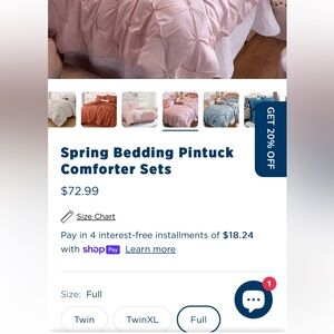 Spring Bedding Pintuck Comforter Set 7 pueces brand new